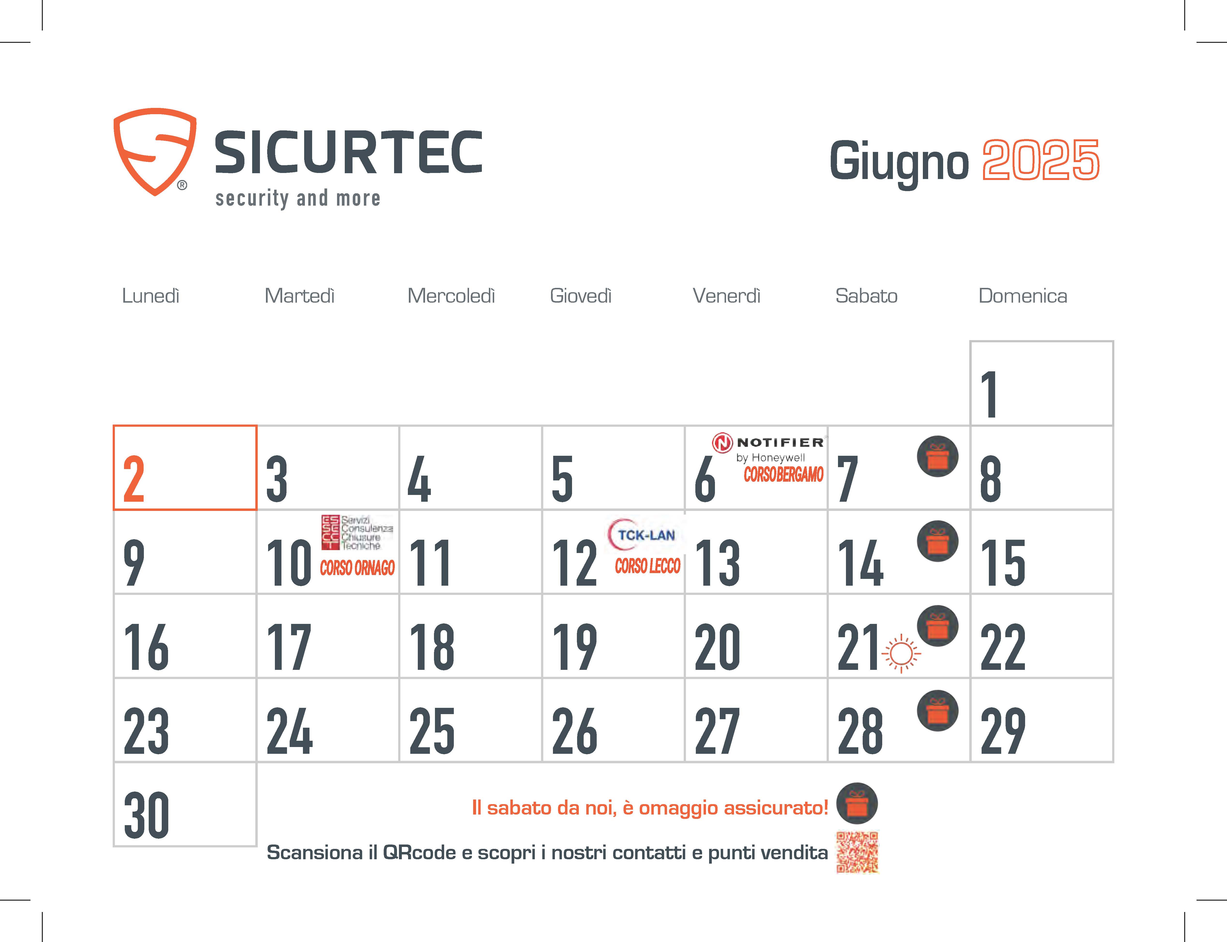 CALENDARIO CORSI DEL MESE
