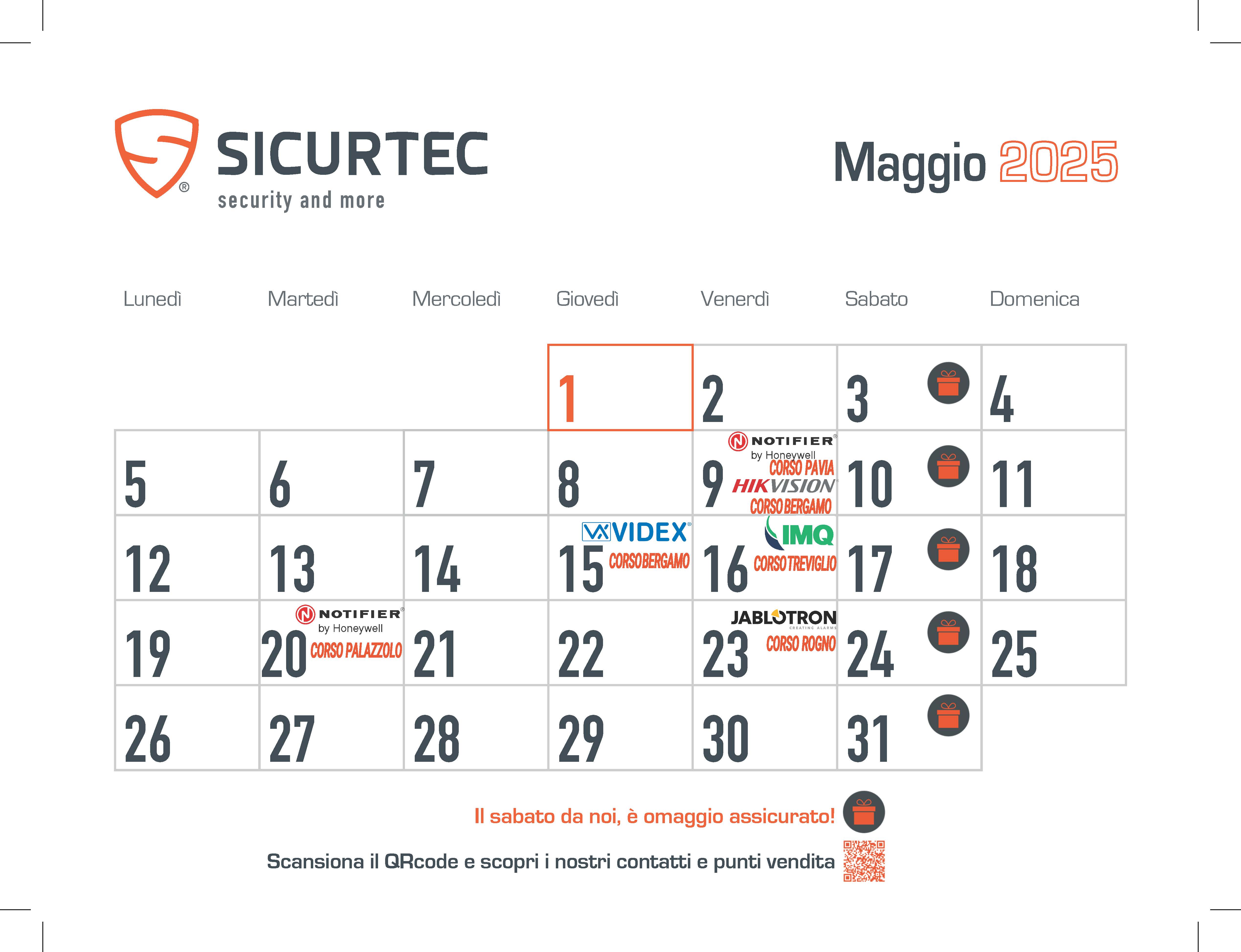 CALENDARIO CORSI DEL MESE