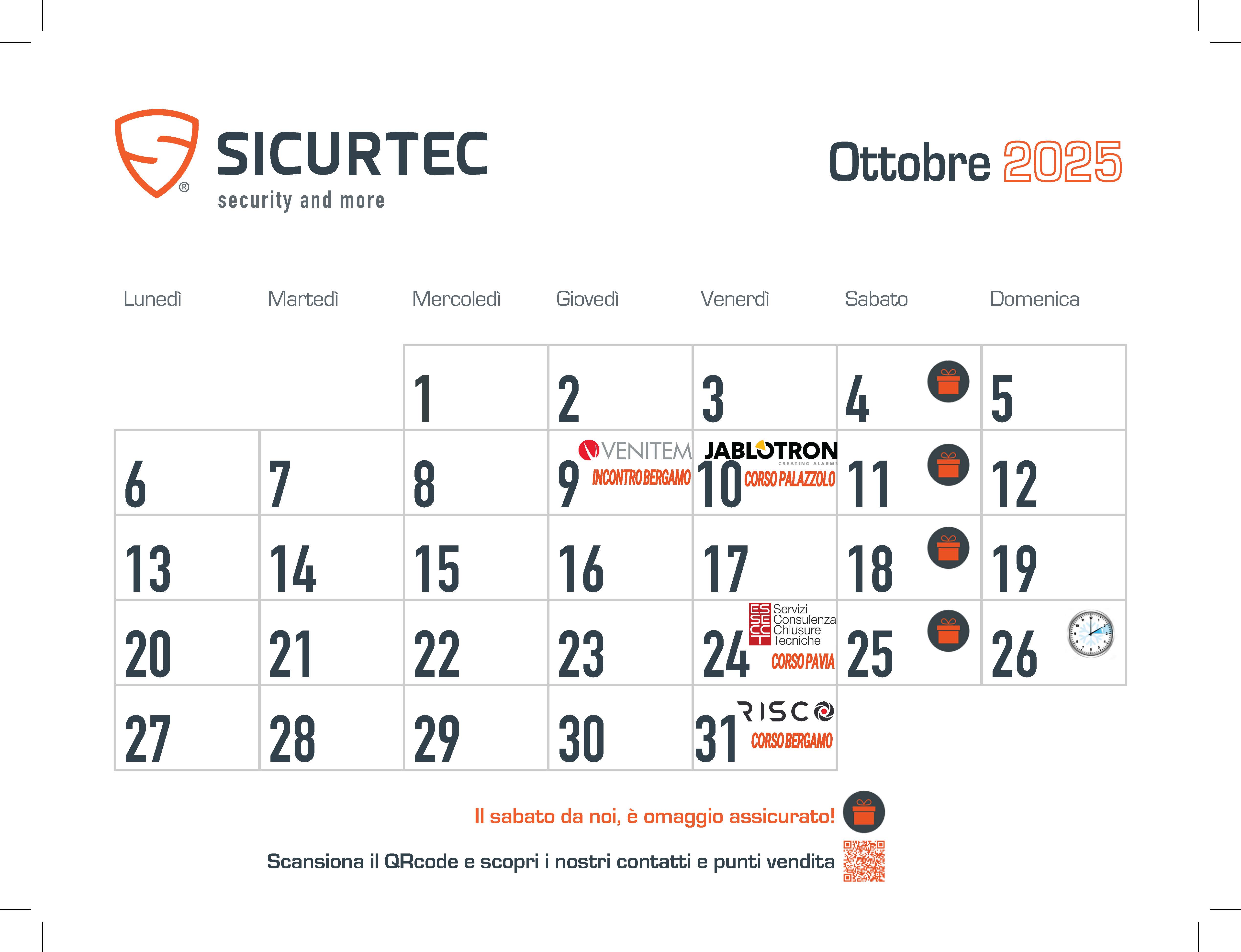 CALENDARIO CORSI DEL MESE